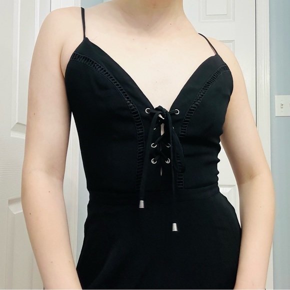 Lovers + Friends Dress Mini Revolve Black Eyelet Spaghetti Summer Casual Small - Picture 5 of 5